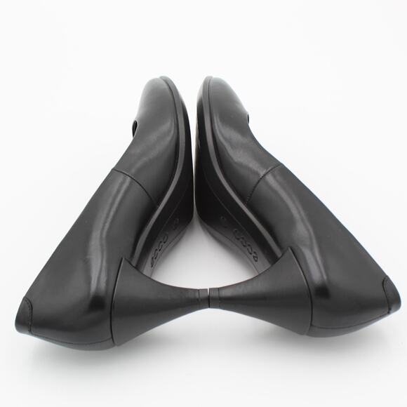 ECCO Leather Pumps 39 Womens Size 8 Black Kitten Heel Comfort Shoe Minimalist - Picture 3 of 7